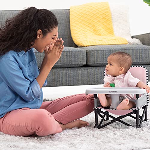 Image of Summer by Bright Starts Pop 'N Sit Portable Booster Chair, Floor Seat, Indoor /Outdoor Use, Compact Fold, Bubble Gum, 6 Mos - 3 Yrs