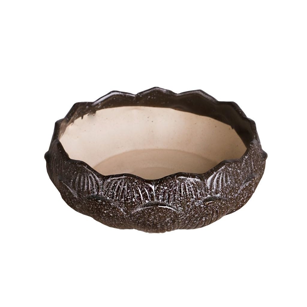 Gelasige A Flower Pots Large Diameter Succulent Flower Pot Ceramic Large Flower Pot Simple Rough Pottery Succulent Plant Platter Outdoor Flower Pots(A)