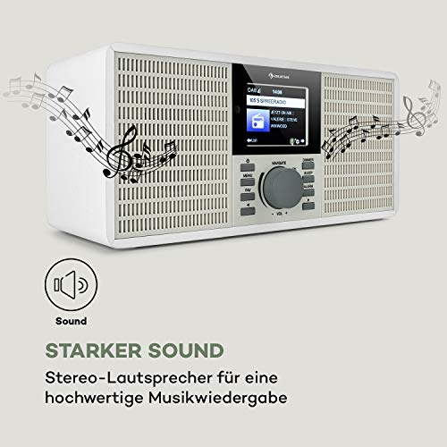 auna IR-260 Internetradio - WLAN Radio mit DAB+ & UKW Tuner, Webradio mit Stereo-Lautsprecher, 2,8" HCC Display, Spotify Connect, BT, USB, UPnP, DLNA, unterstützte Dateiformate: WMA, MP3, weiß – Bild 8