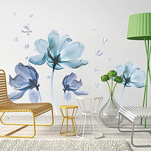 Vinilo Decorativo Floral 3D Removible Azul Claro 12x18" miniatura 3