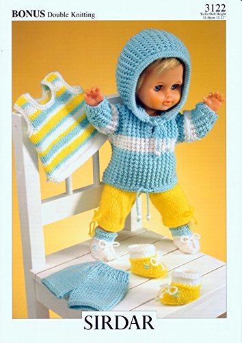 Sirdar Bonus DK Doll Clothes Knitting Pattern 3122