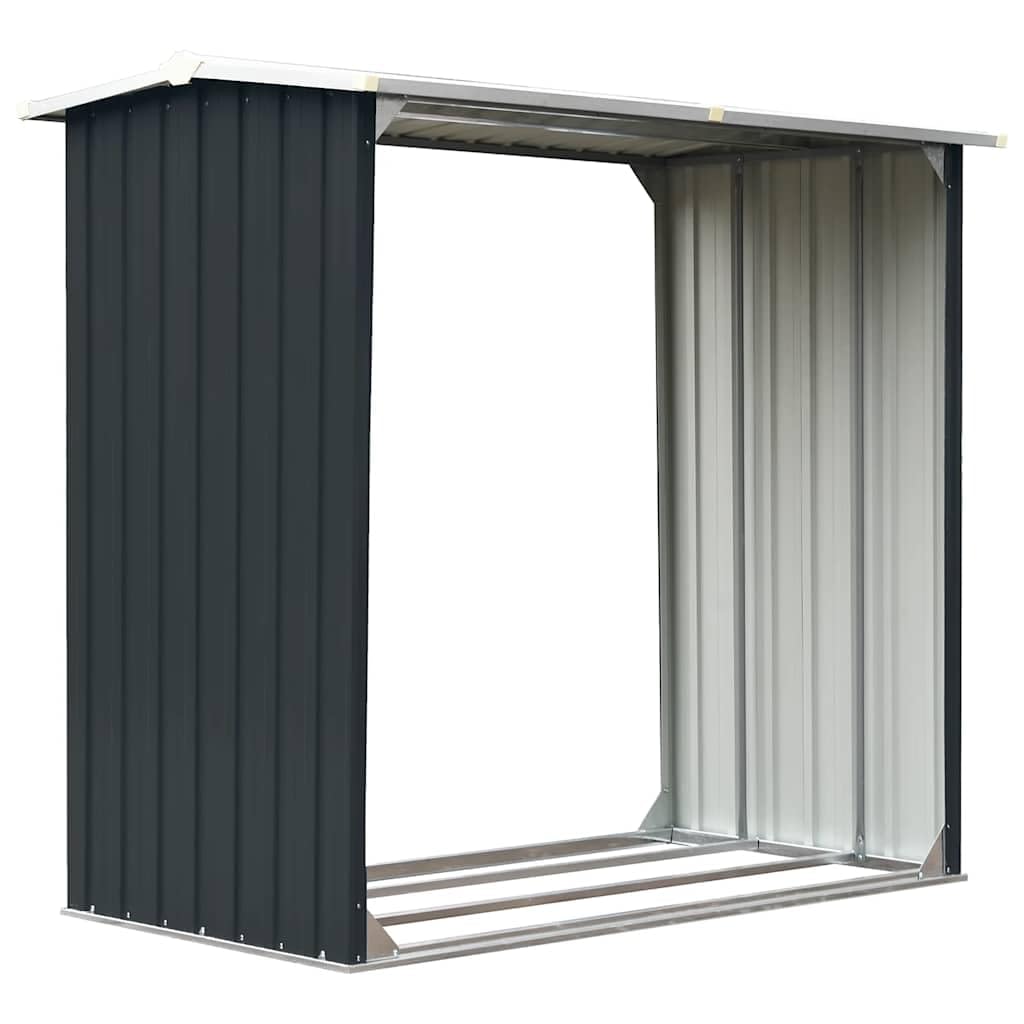 vidaXL Caseta de Jardín para Leña Acero Galvanizado Soporte Almacenaje Terraza Patio Estructuras Organizadores Duradera Resistente Gris 172x91x154cm