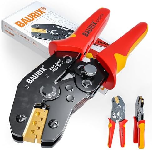 BAURIX® Crimpzange I Krimpzange für 0,50-2,50 mm² Steckverbinder I Crimpzange einzeln I Crimp Zange I Flachsteckhülsenzange I Crimpwerkzeug