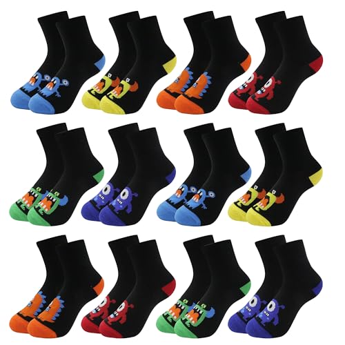 Uizuooy - Uizuooy Socken Jungen 31-34 Socken Kinder 31-34 Jungen Kindersocken Unisex Sportsocken Fussball Baumwolle Kleinkind Sneakersocken Bunte Sommersocken Atmungsaktiv Tennissocken Kinder 12 Paar 2878 - -21%