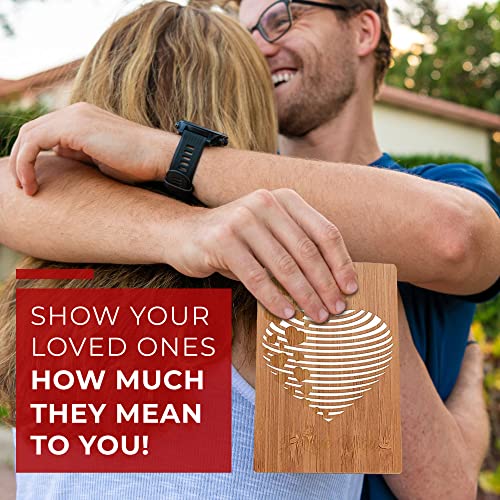 Heartspace | Handmade Wood Anniversary Card & Gift For Her, Him, Wife, Girlfriend, Husband | Romantic I Love You Card For Weddings, Birthdays | Unique & Memorable | Sustainable Bamboo | Loving Heart #TOP2