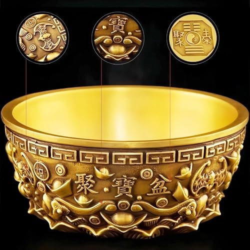 Estatua Feng Shui Cuenco Dorado 4x4x1.77 pulg miniatura 5