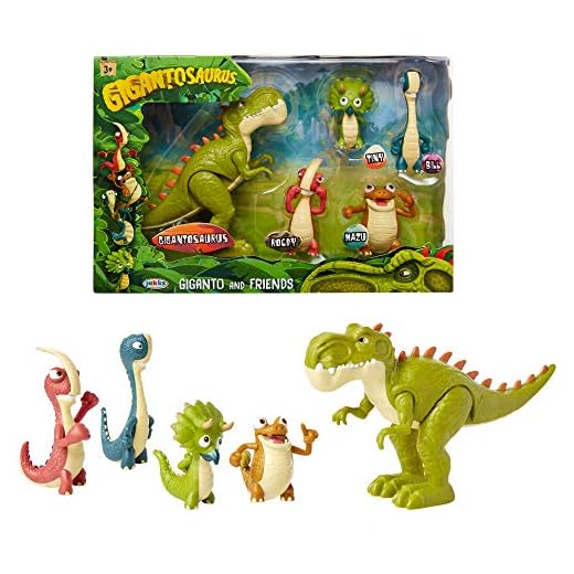 Gigantosaurus Figures Giganto & Friends Toy Action Figures, Includes: Giganto, Mazu, Bill, Tiny & Rocky – Articulated Characters Range from 2.5-5.5" Tall