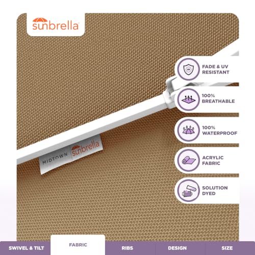 Image of Midtown Umbrellas Swilt - 8 Ft Patio Umbrella, Heather Tan Canopy