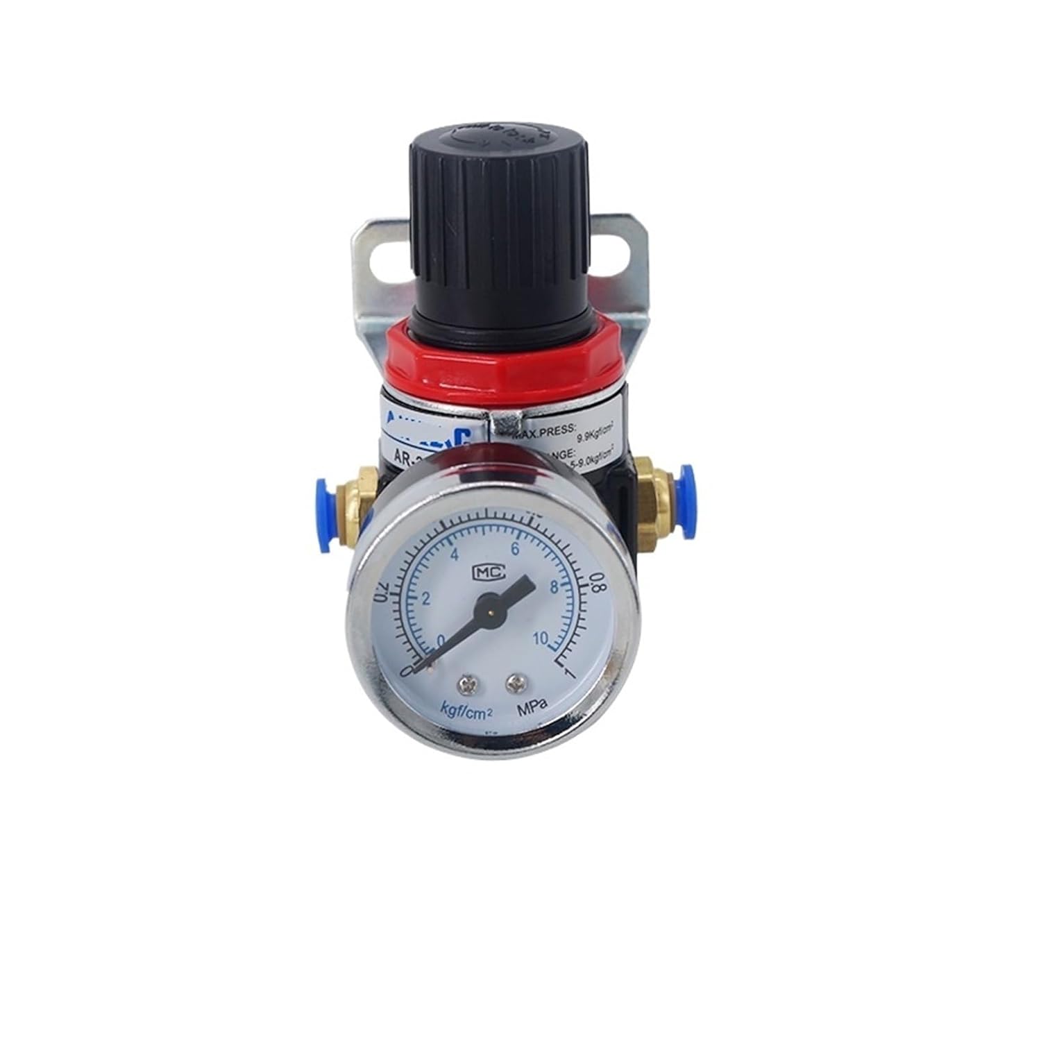 AR2000 G1/4 Mini Air Pressure Regulator Adjustable Pneumatic Pressure Reducing Valve with Pressure Gauge Suitable for Compressor AR1500 BR3000 BR4000 10bar(AR2000-6MM)