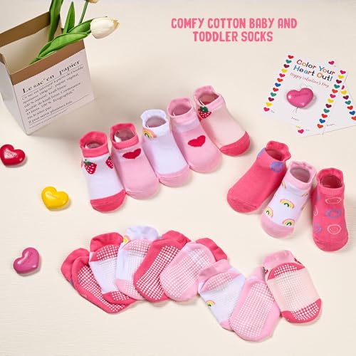 8 Pairs Toddler Gripper Socks, Non-Slip Breathable Cotton Socks for Kids Anti-skid Ankle Socks for Boys & Girls4