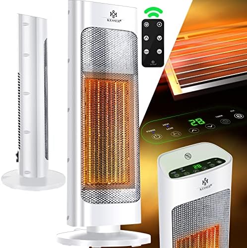Bild 9 - KESSER® Heizlüfter mit Fernbedienung energiesparend leise 2000W Keramik Heizstrahler Standheizstrahler 15-30°C - Schnellheizer mit 80° Oszillationsfunktion 24h Timer Heizung Turmheizstrahler, Schwarz