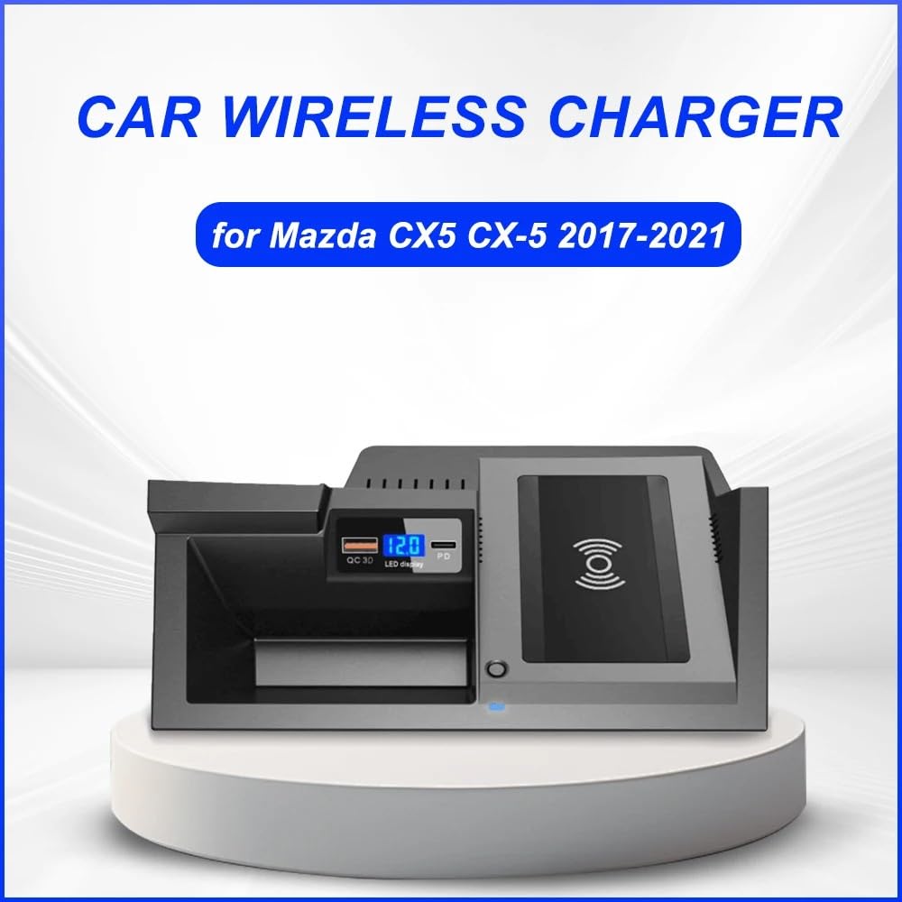Plaque de chargement sans fil for voiture, compatible avec Mazda CX-5 CX5 2017 – 2021, support de chargeur de téléphone, Plug And Play, accessoires de Charge rapide