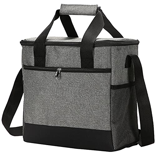 WOOKIT Sac Isotherme Grande, Capacité 15L Sac Repas, avec Revêtement Isolation étanche Cooler Bag, pour Homme/Femme/Adulte/Enfant, Idéal pour Bureau/école/Pique-nique/Camping-Gris Cover