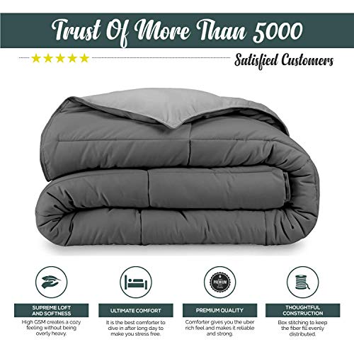 Image of Microfiber Reversible Comforter | Lightweight Blanket | Quilt for Super King Bed in Black & Orange Color 200 GSM