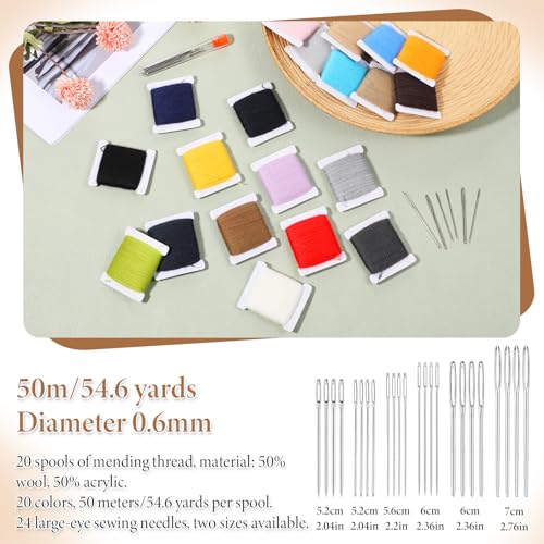 Hilo para zurcir 20 piezas 50% lana 50% acrílico 1000m miniatura 2