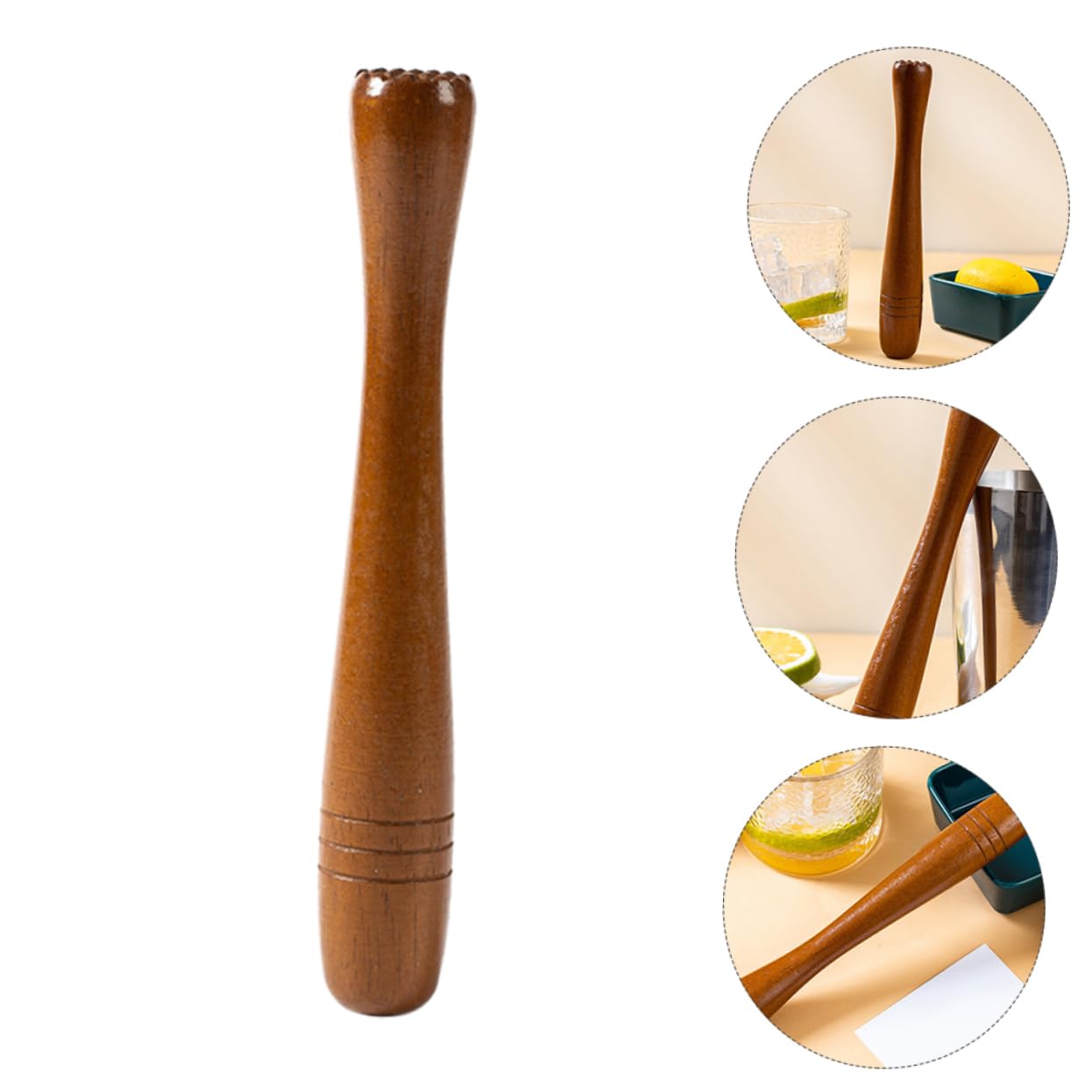 HOLIDYOYO Custom Drink Stirrers Lemonade Muddler for Cocktails Wooden Bar Muddler Tool Brown Juice Hammer