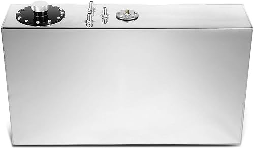 Tanque DNA Motoring - Depósito de gasolina de 12 galones de aluminio ALU-FT-B-TF-12G, 17 galones, Cromado