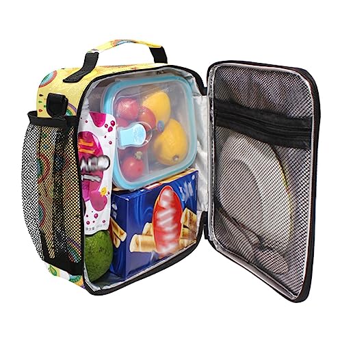 Lunch Bags for Kids Boys Girls Toddler Yellow Cute Rainbow Cloud Bird and Sun Reusable Insulated Lunch Box - Image 4