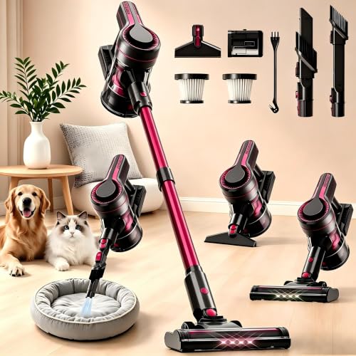 Image of Cordless Vacuum Cleaner for Home,600W 35KPA 60Mins(Pink)