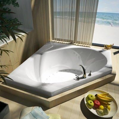 Tortola 60 x 60 x 23" Corner Air Jetted Bathtub Color/Trim / Tile Flange / Pump: White / Brushed Nickel / Yes / No / Left / Right