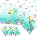 Ocean Tablecloths-3Pcs Turtle Table Covers Under The Sea Party Supplies Underwater World Sea Turtle