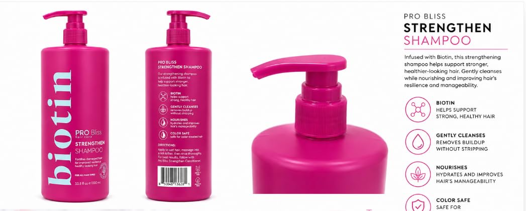 BIOTIN Pro Strengthening Shampoo, fortifies damaged strands and promotes strong healthy looking hair (All hair types)