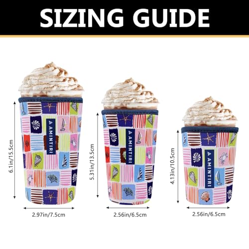 Image of 3 Pack Reusable Sleeve for Iced Coffee Cup, Coffee Neoprene Sleeve for Iced&Hot Drinks, Coffee Sleeve Compatible with Starbucks, Dunkin Coffee Cup. (Sea Shell)