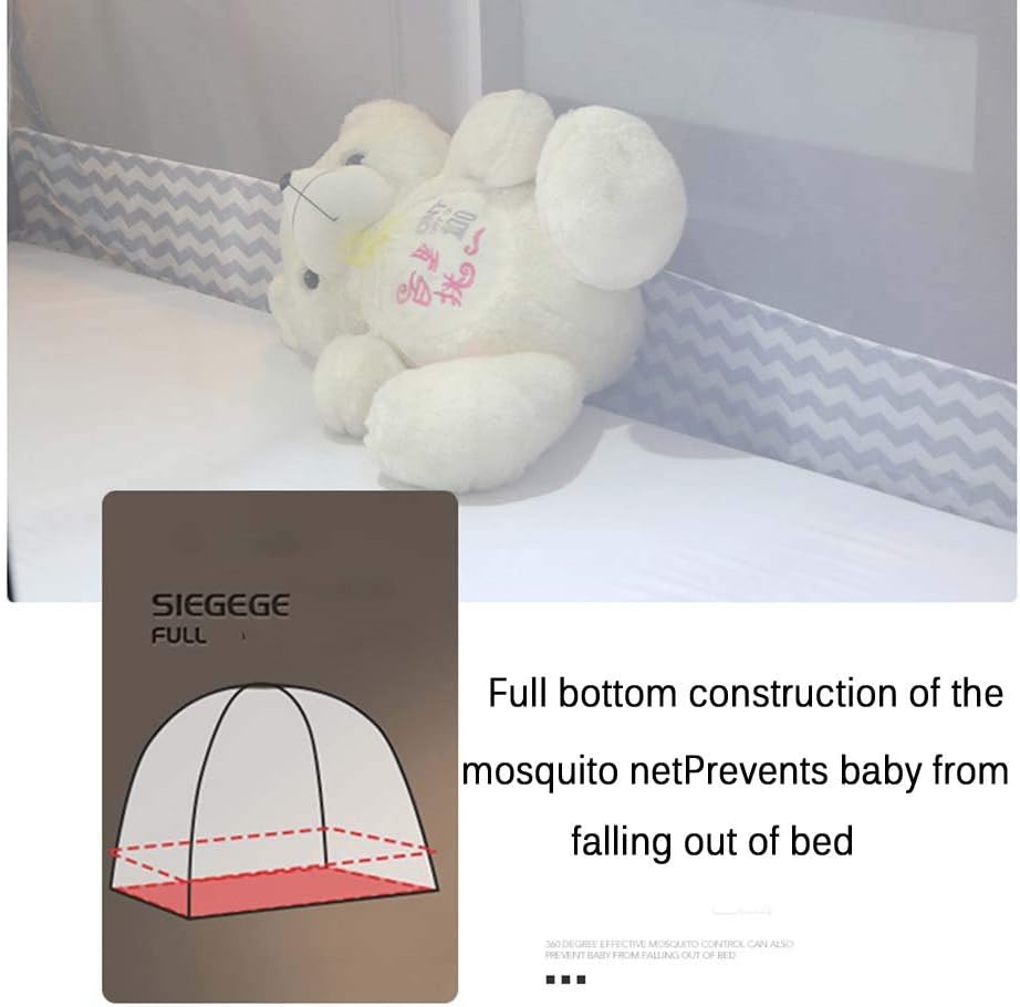 Portable Mosquito Net Bed Canopy, Foldable Travel Curtain for Single Door, Easy Setup Bug Protection (Blue, 120x200x145cm)