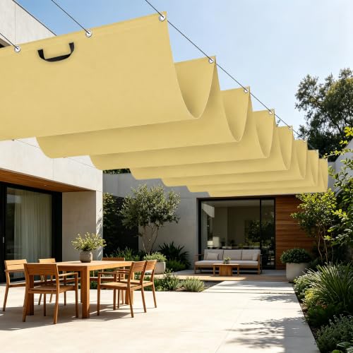 Toile d'ombrage rétractable haut de gamme 200x340 cm imperméable jaune sable