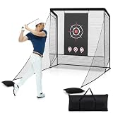 GYMAX Golf Netz 305 x 326 x 225 cm, Golf-Übungsnetz mit Ziel-Tuch, Seitennetzen, Bodennetz, Tragetasche & Sandsäcken, Trainingsnetz für Garten, Zuhause & Garage (214 x 300 x 225 cm)