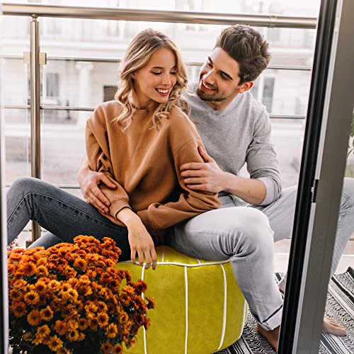 Bohepuffex Pouf Cover Ottoman Moroccan Style Decorative Chair Foot Stool Foot Rest Footstool Footrest Home Storage Solution -Embroidered -Unstuffed （Light Green） #TOP6