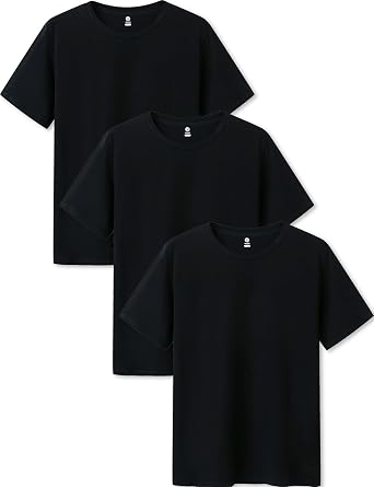 LAPASA Mens Cotton T-Shirt 3 Pack Short Sleeve Crewneck M05 | Ultra-soft stretch cotton tees with tag-free comfort, breathable moisture-wicking, and a flexible fit for everyday wear.