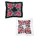 Gudessly 2 PCS Russian Ethnic Scarf Square Head Hair Scarves Printed Cotton Flowe Neck Scarf for Women Girls (Black,White)