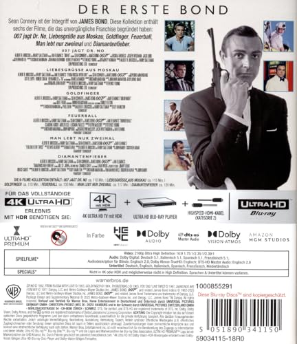 James Bond: Sean Connery 6-Film Collection (6 4K Ultra HD) [Blu-ray]