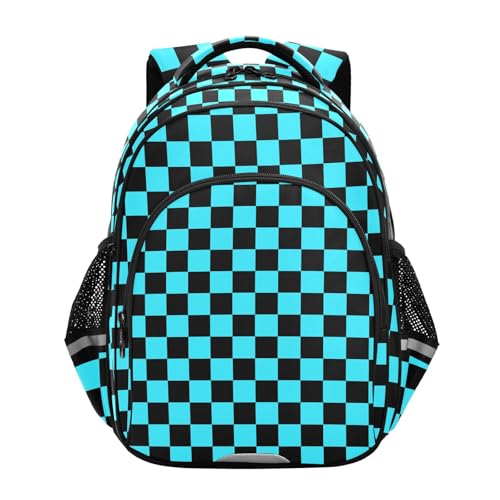 Blacka and Blue Buffalo Checkered Toddler Backpack for Prechool Boys Girls 3-8 Years Mini Bookbag S