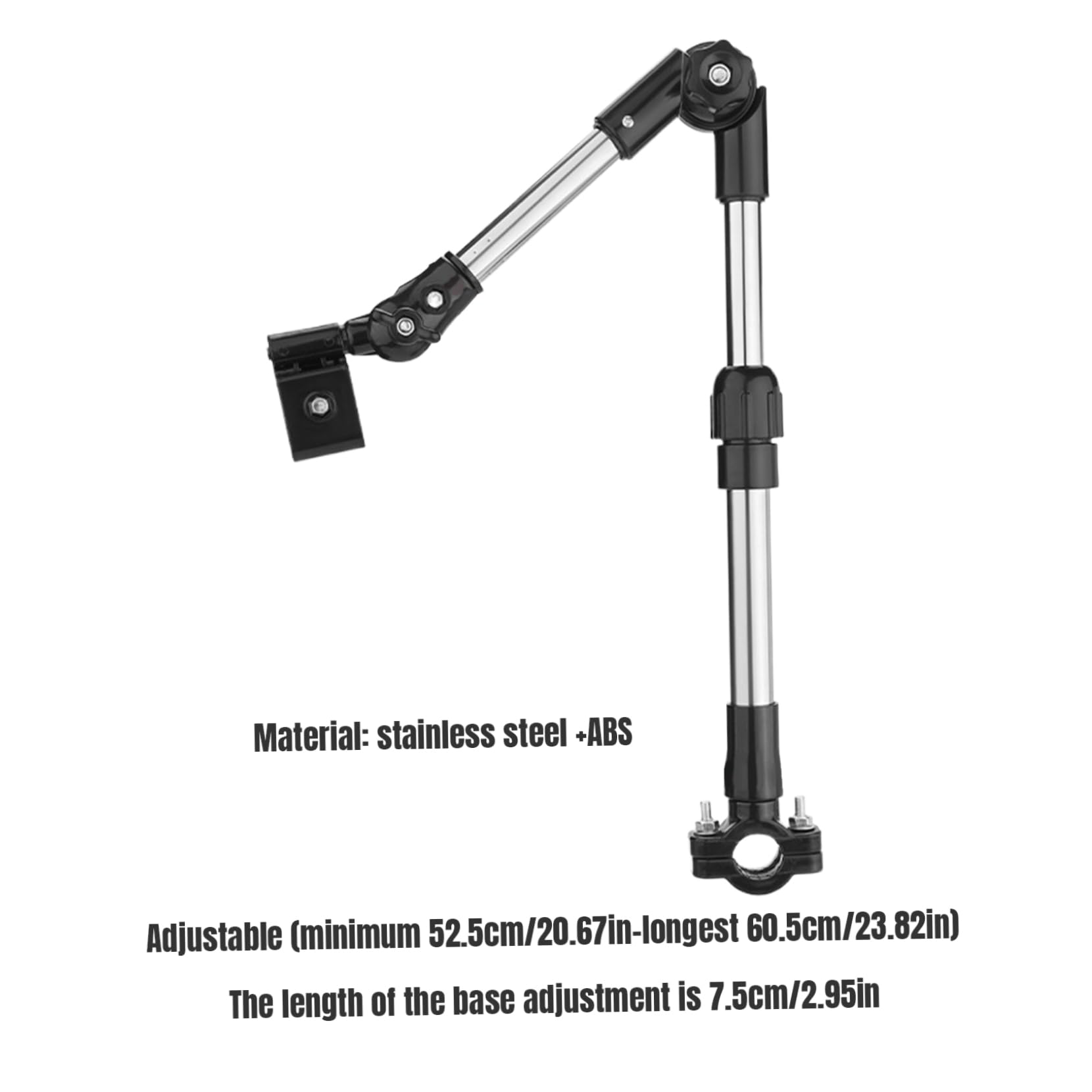 Accesorio para sombrilla de cochecito, soporte ajustable a 180°, abrazadera extensible para manillares de 2 a 2, 5 cm (0, 83-0, 98"). Ideal para bicicletas, carritos de bebé, coches eléctricos y mot