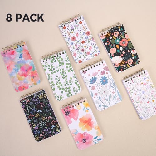 SKYDUE Small Notebooks, 3x5 Pocket Notepads with Aesthetic Covers, Mini Spiral Notebook with Lined Pages for Work Nursing School Essentials, Set Of 8