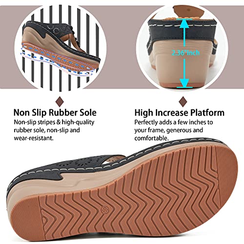 FUDYNMALC Womens Sandals Wedge Shoes: Summer Dressy Woman Platform Flip Flops Comfortable Casual Dress Wedding Wedges Footwear Ladies4