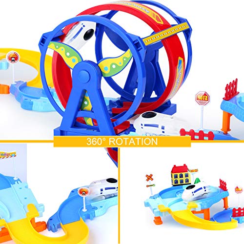 image for ZAYOR Track Train Car Toy Set for Kids,Electric Shuttle Assembled Trac