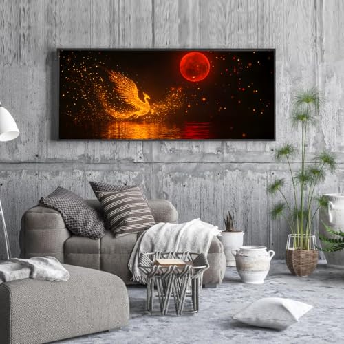 Via Vela Dream Phoenix Canvas Wall Art Large Red Moon Artwork Prints Abstract Bird Pictures Modern Mural Painting for Laundry Room Office Decor 50x126cm with Black Frame steampunk buy now online Via Vela Dream Phoenix Canvas Wall Art Large Red Moon Artwork Prints Abstract Bird Pictures Modern Mural Painting for Laundry Room Office Decor 50x126cm with Black Frame steampunk buy now online