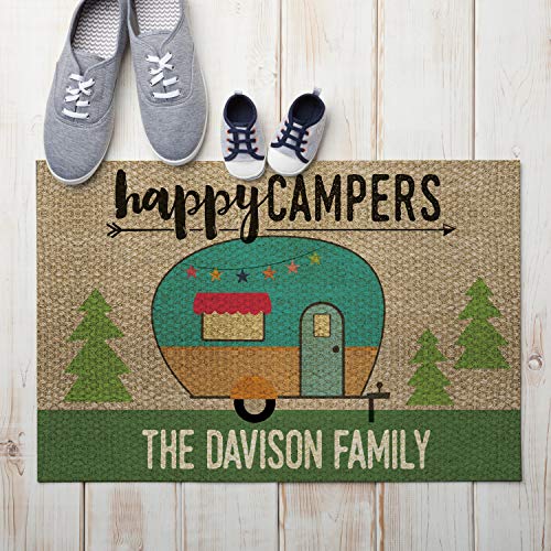 Personalized Planet Happy Campers Custom Indoor/Outdoor Doormat with Non-Slip Rubber Backing, 18" x 27"