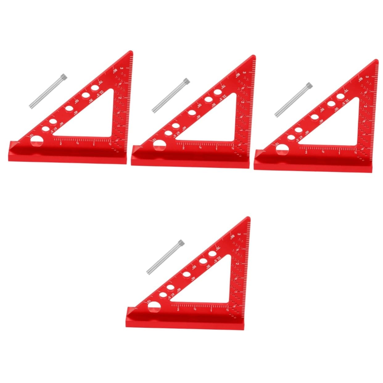 SHINEOFI 4 Pezzi Righello Quadrato per Falegnameria con Goniometro e Strumento Misurazione Alta Precisione per Architetti e Falegnami Design Compatto Progetti e Disegno