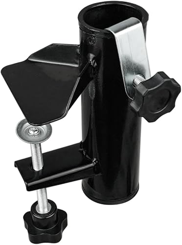 Cunguv Soporte de abrazadera de paraguas para exteriores, resistente clip de montaje para paraguas negro