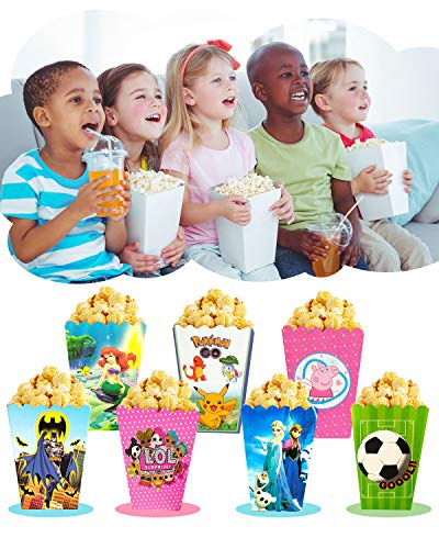 Qemsele Popcorn Bags Popcorn Boxes, 30 Pack Cartoon Papier Snoepcontainers Popcorn Cups Feestzak Traktdozen voor… - Afbeelding 7