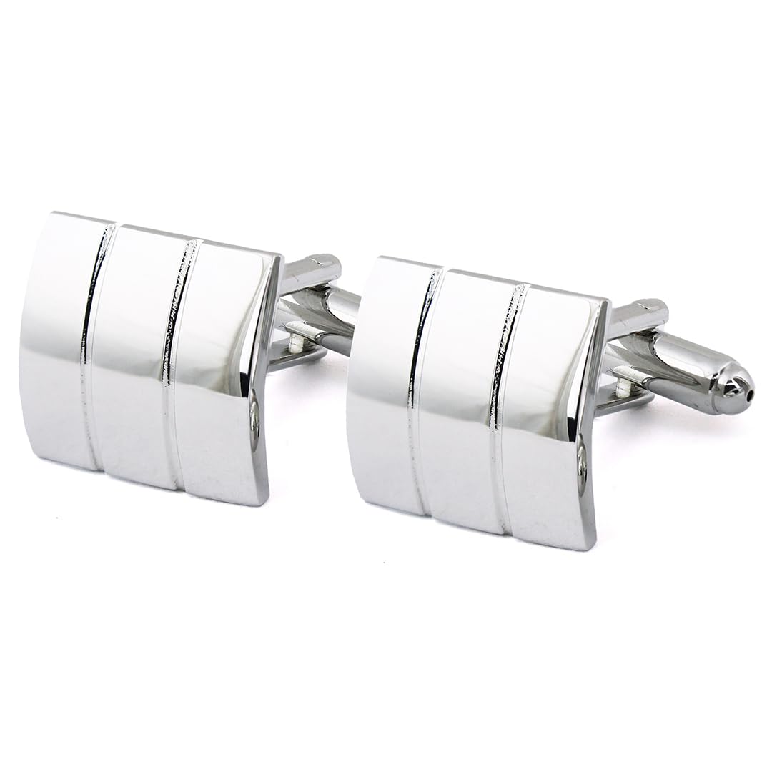 Peluche Silver Rectangle Solid Appeal Cufflinks for Men (B01BOM782U) Amazon Price History, Amazon Price Tracker