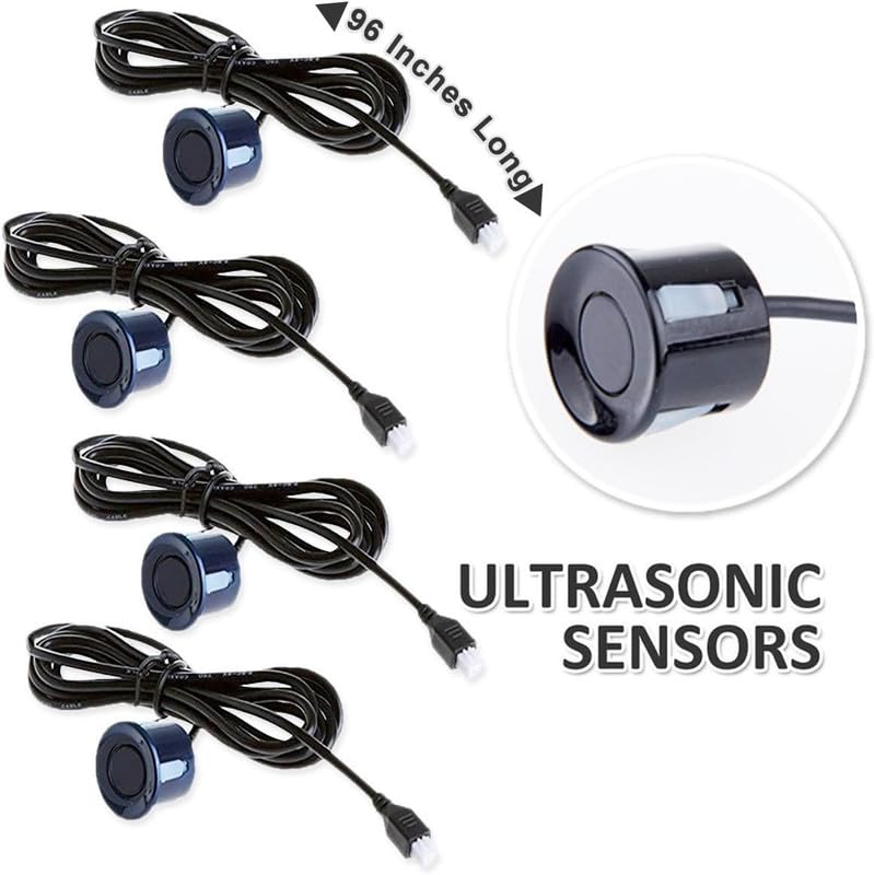 LOVMOTO Rear Parking Sensor Kit Black LED Display Parking Assistants Double CPU Security Reversing Parking Radar Sensor Car Vehicle with 4 Sensors Alarm Buzzer Comfortable with Ve-nto 2