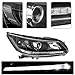 SOCKIR Headlight Assembly Replacement w/LED DRL for 2013 2014 2015 Honda Accord 4-Door HeadLamp Sedan Left Driver & Right Passenger Side Black Housing with Clear Reflector