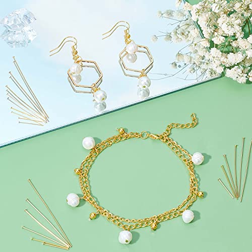 Ph Pandahall 24K Gold Flat Head Pins, 210Pcs 6 Size 304 Stainless Steel Jewelry Making Pins 23 Guage Headpins For Earring Pendant Bracelet Necklace Jewelry Diy Craft, 15Mm 20Mm 30Mm 35Mm 40Mm 50Mm #TOP1