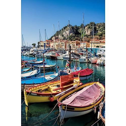 Ceanothe Tableau sur toile bateaux port de Nice 30x45 cm Décoration Murale Art Décoratif Muraux Peinture Imprimée en HD Salon Chambre Bureau Bois de Forêt...