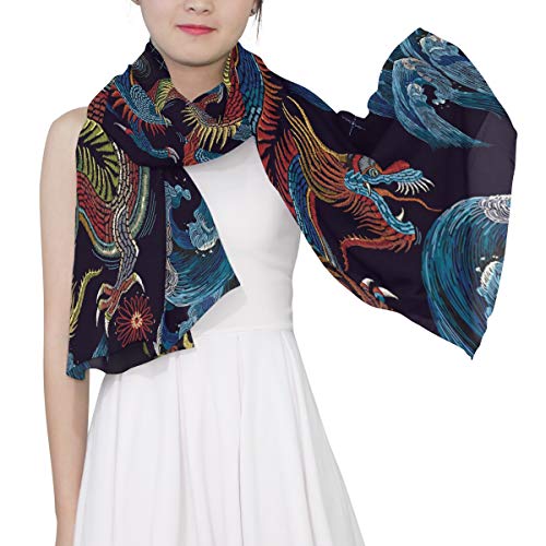 Bardic Long Scarf Vintage Chinese Dragon Lightweight Large Soft Scarves Lady Shawl Chiffon Silk Wrap3
